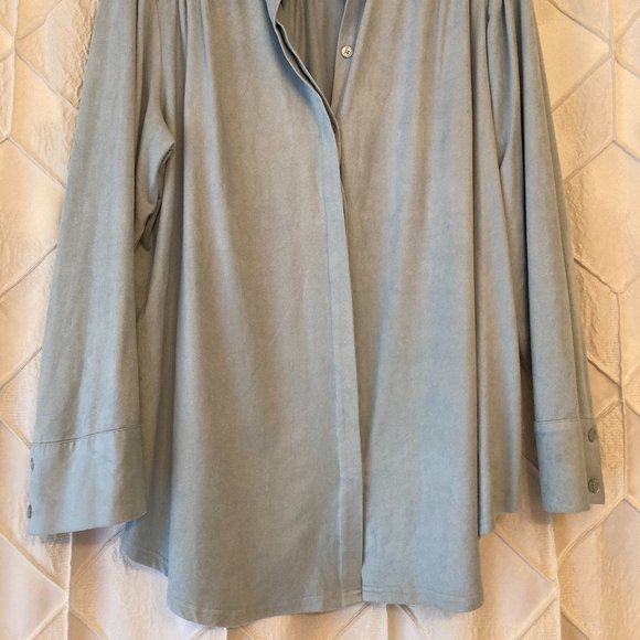 Baby blue sueded blouse - Chico's size 3 - Picture 3 of 6